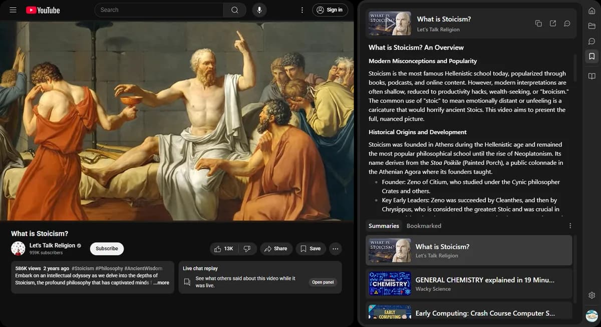 Get in-depth YouTube summaries